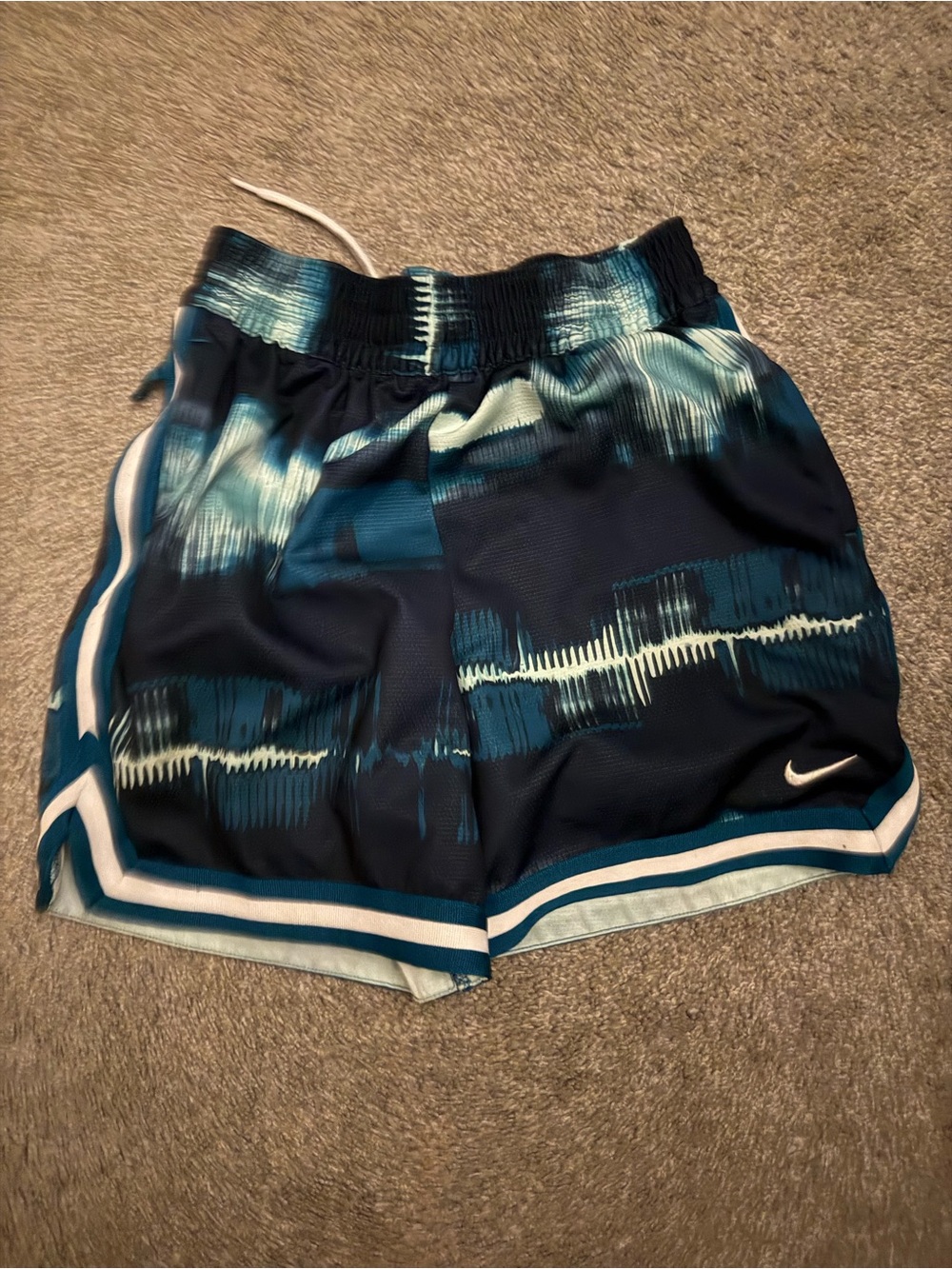 Nike boys Navy and Teal Patterned Athletic Shorts